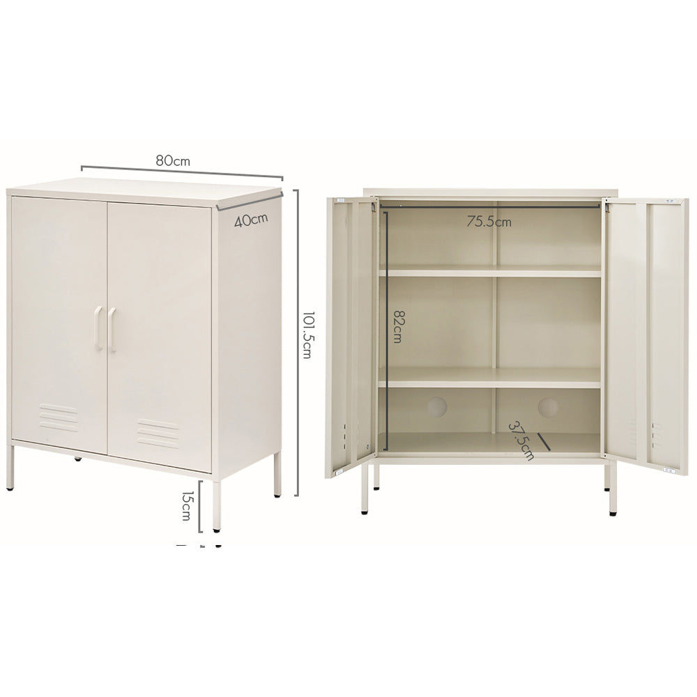 Sweetheart Metal Locker Storage Shelf Organizer Cabinet Buffet Sideboard - White