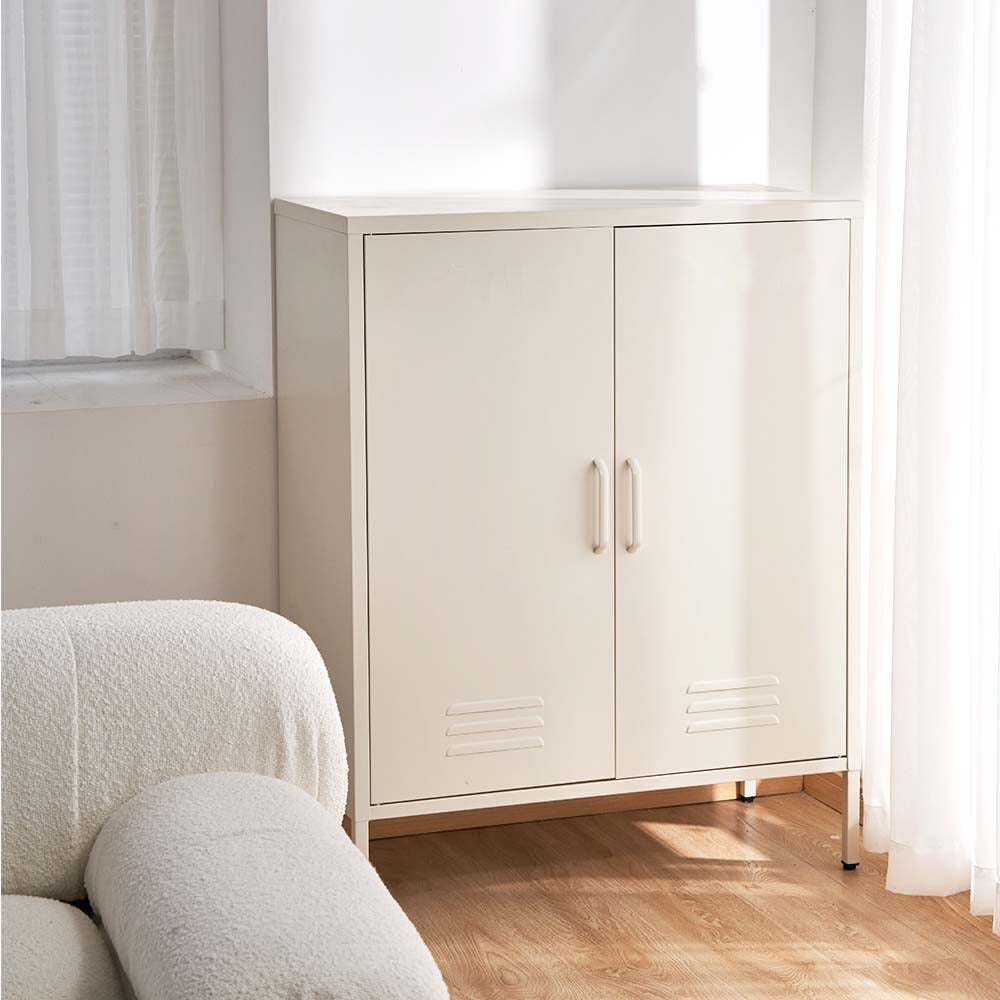 Sweetheart Metal Locker Storage Shelf Organizer Cabinet Buffet Sideboard - White