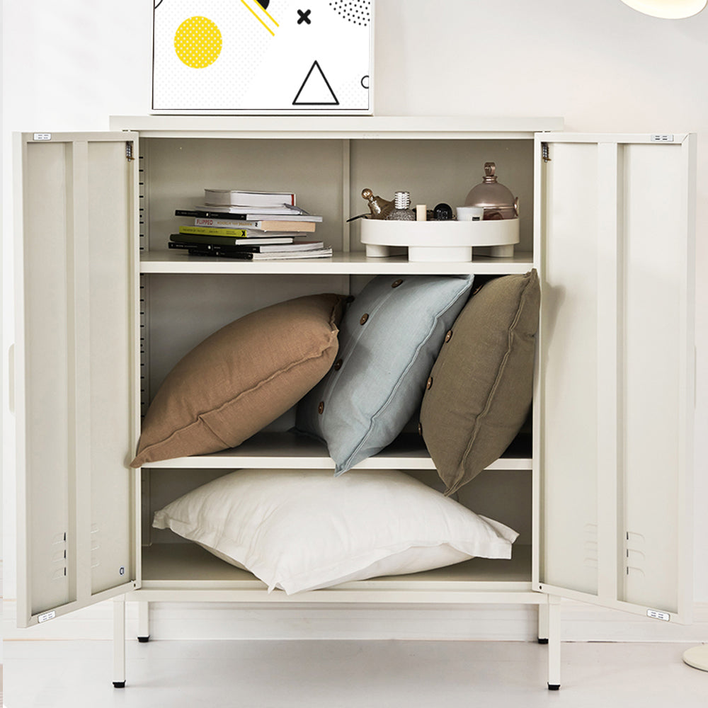 Sweetheart Metal Locker Storage Shelf Organizer Cabinet Buffet Sideboard - White