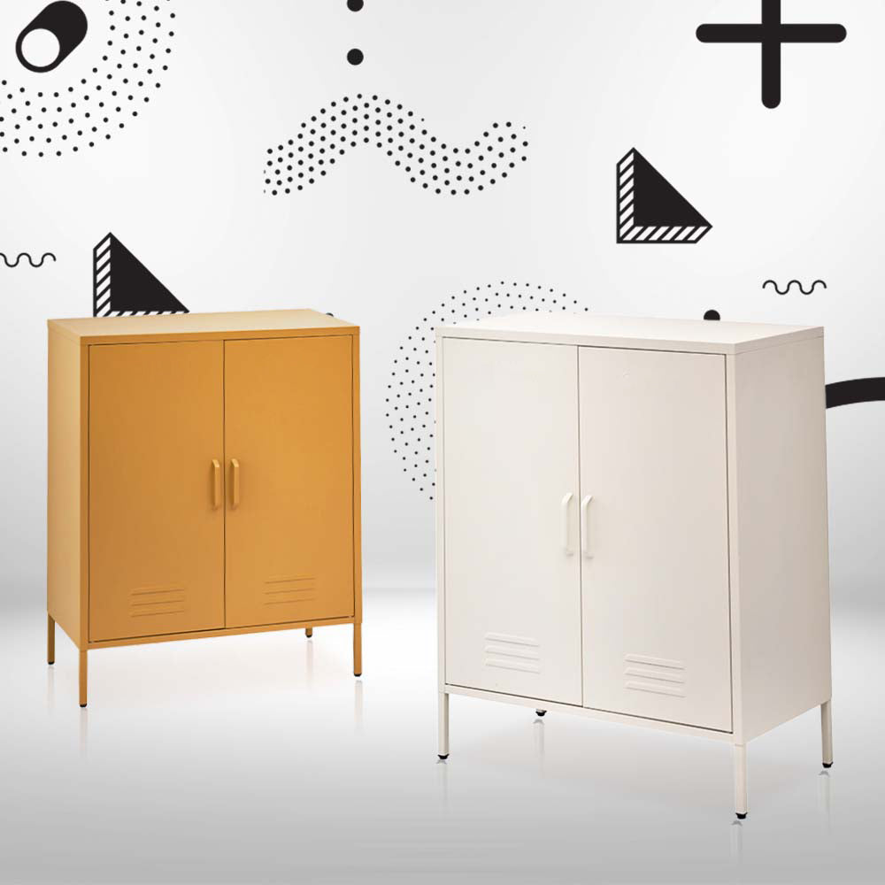 Sweetheart Metal Locker Storage Shelf Organizer Cabinet Buffet Sideboard - White