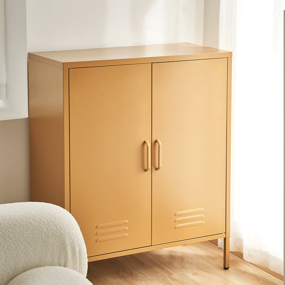Sweetheart Metal Locker Storage Shelf Organizer Cabinet Buffet Sideboard - Yellow