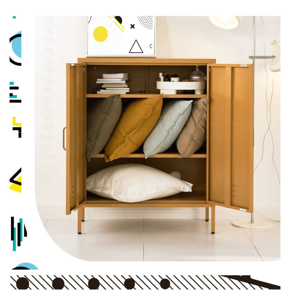 Sweetheart Metal Locker Storage Shelf Organizer Cabinet Buffet Sideboard - Yellow