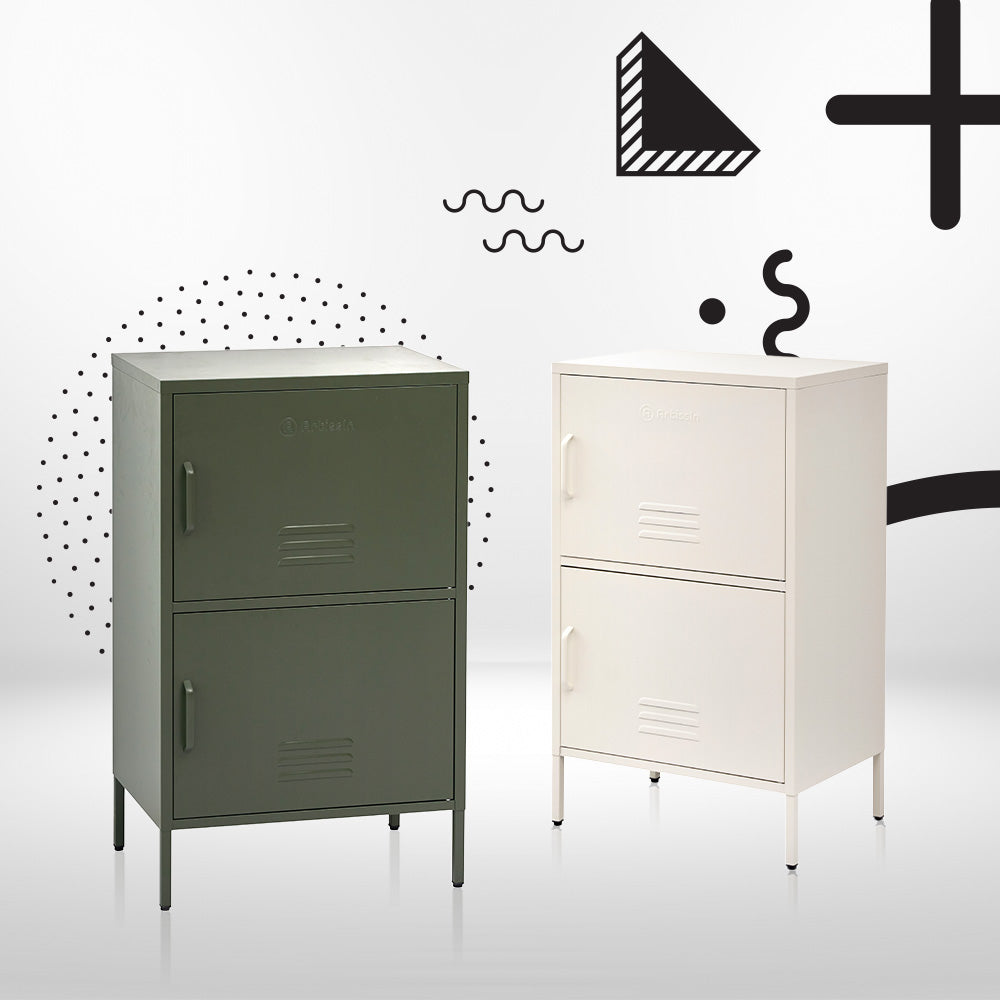 Double Storage Cabinet Shelf Organizer Bedroom - Green