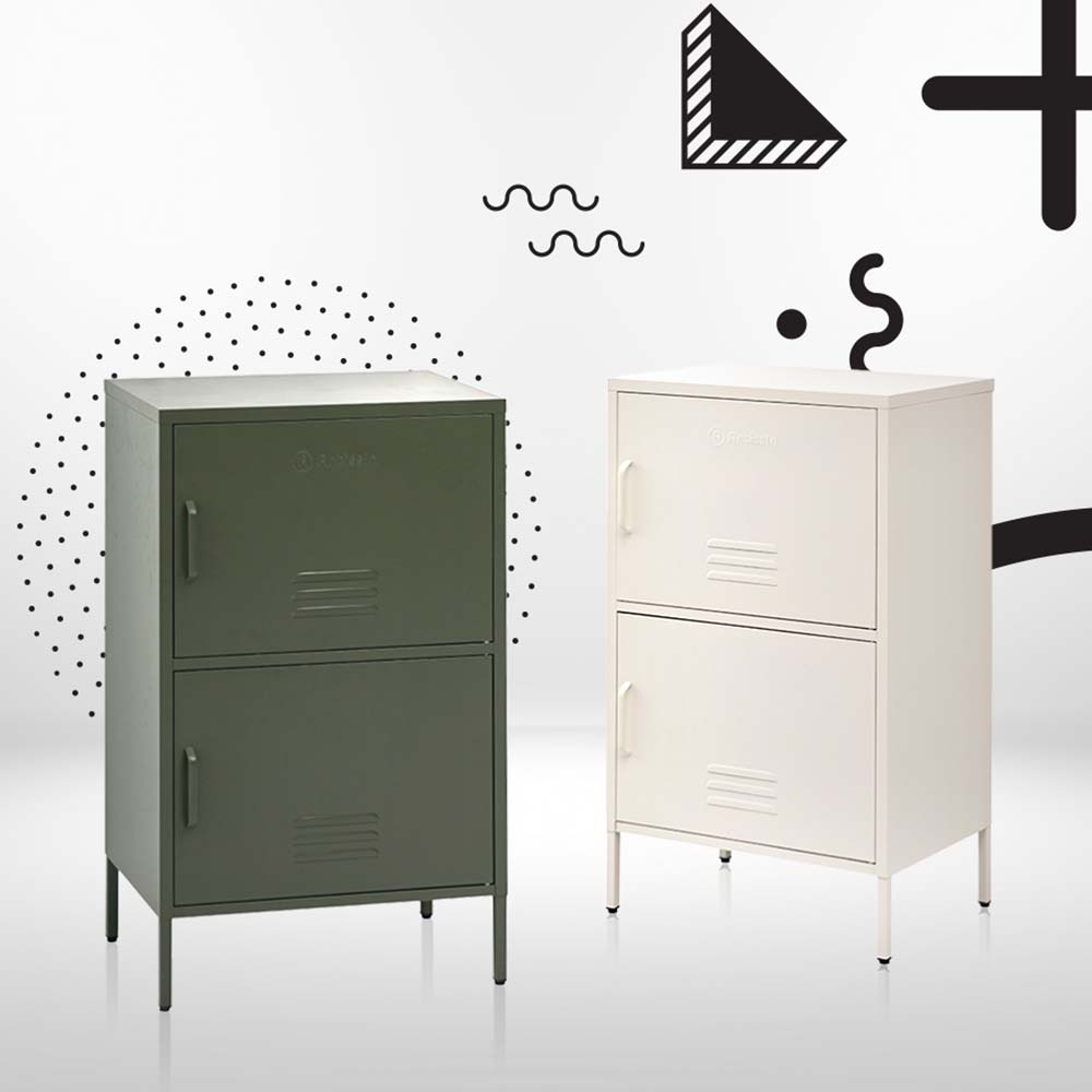 Double Storage Cabinet Shelf Organizer Bedroom - Green
