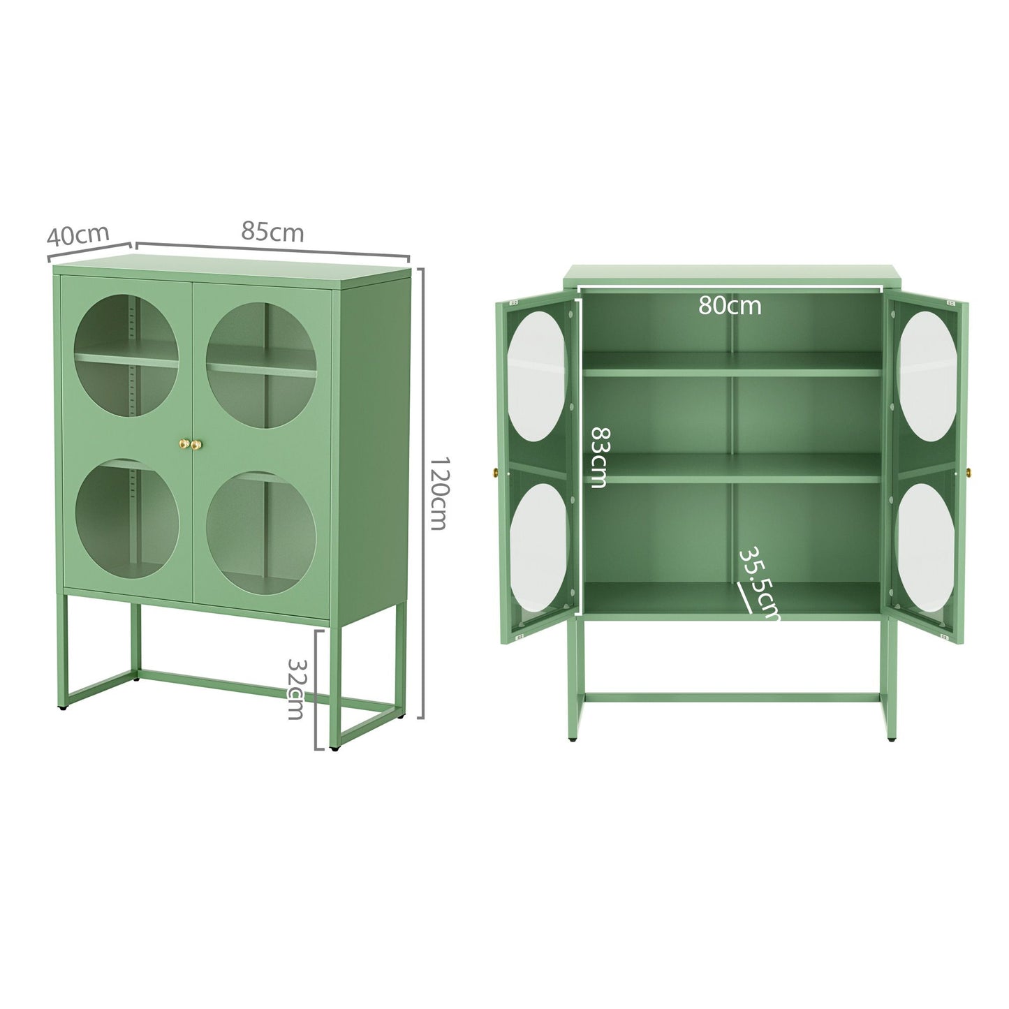 Buffet Sideboard Metal Cabinet - ELLA Green
