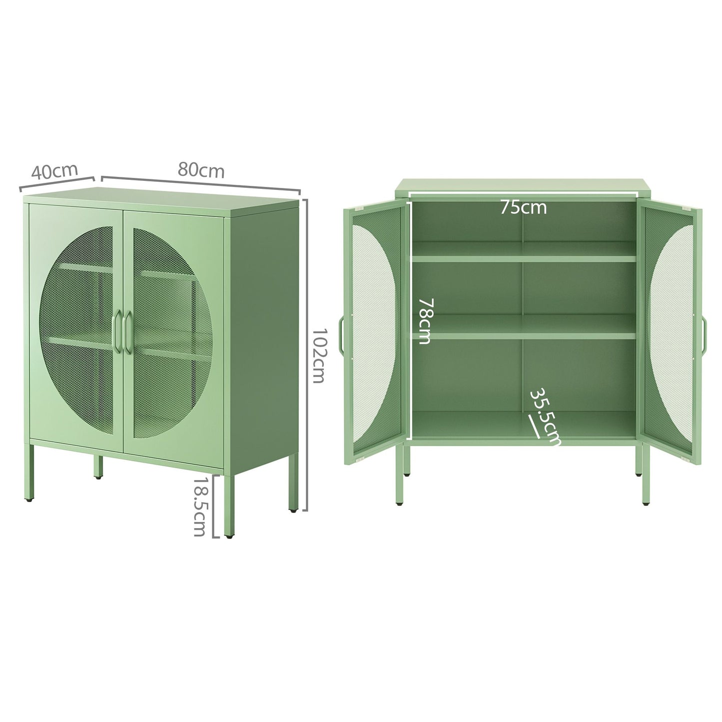 Buffet Sideboard Metal Cabinet - ELSA Green
