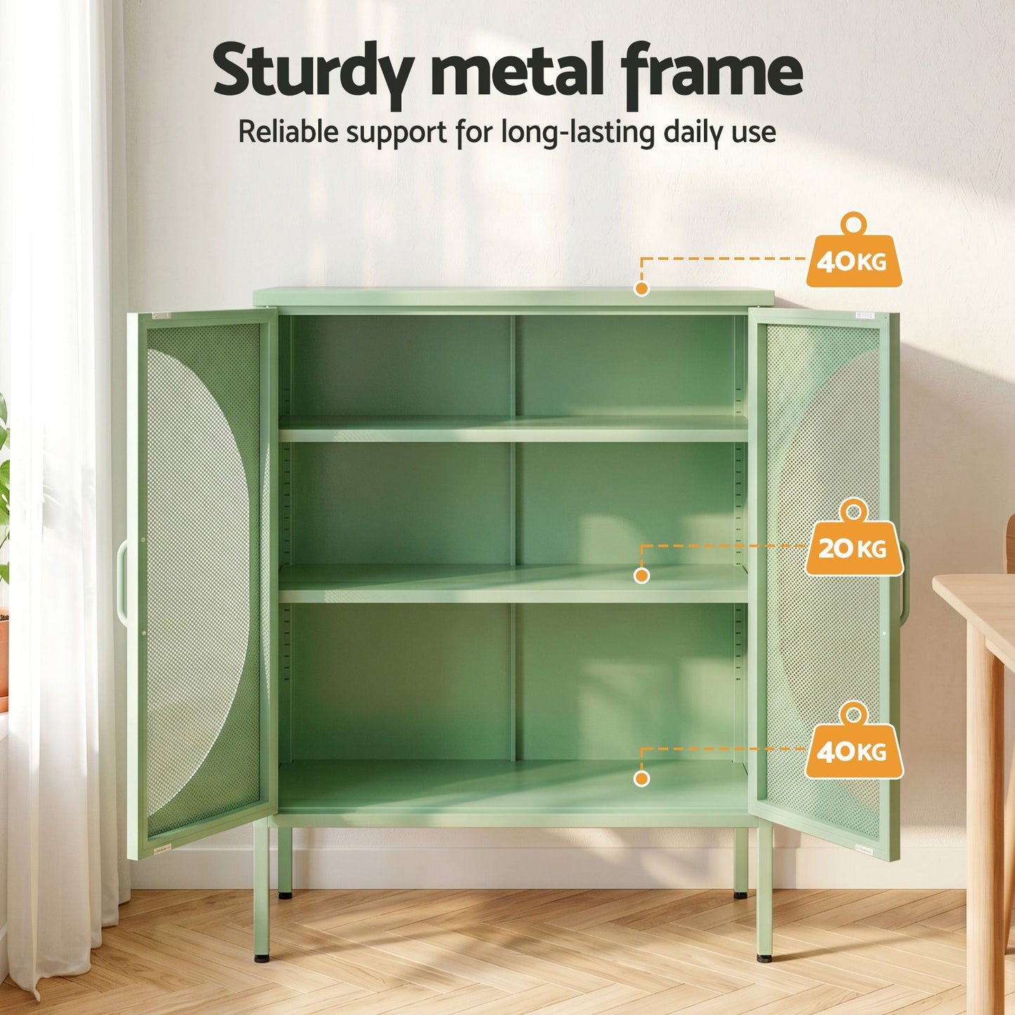 Buffet Sideboard Metal Cabinet - ELSA Green