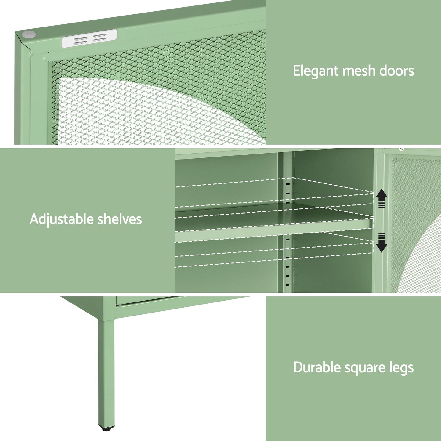 Buffet Sideboard Metal Cabinet - ELSA Green