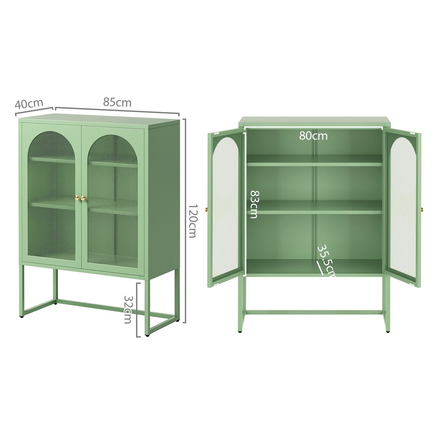 Buffet Sideboard Metal Cabinet - ELMA Green