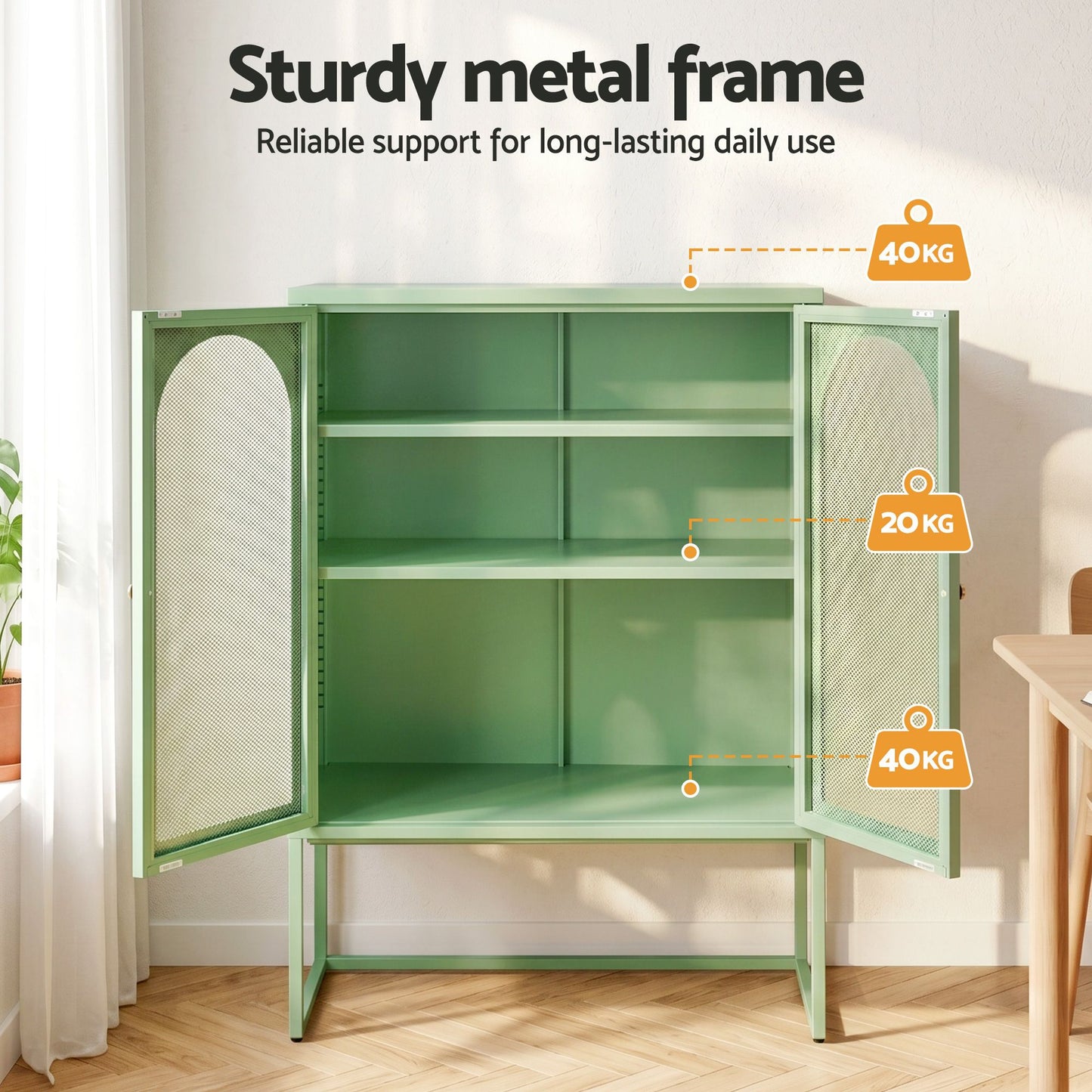 Buffet Sideboard Metal Cabinet - ELMA Green
