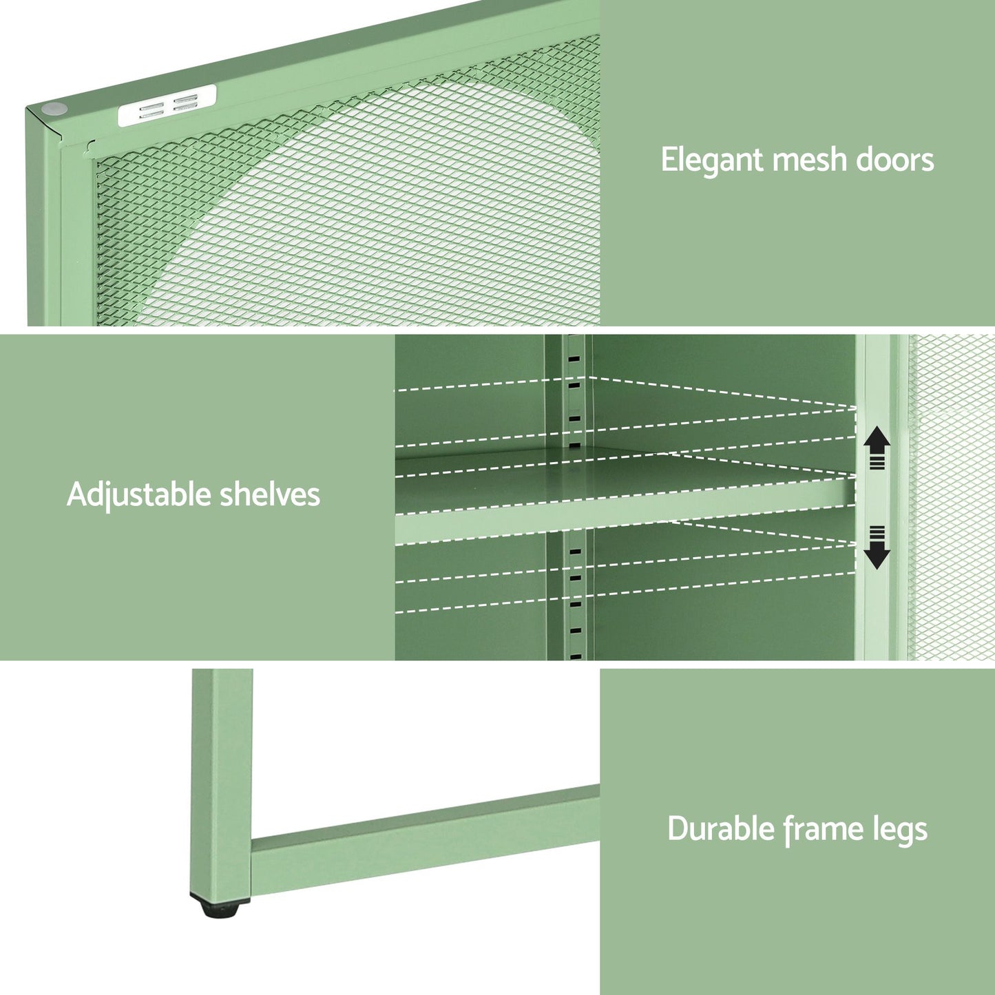 Buffet Sideboard Metal Cabinet - ELMA Green