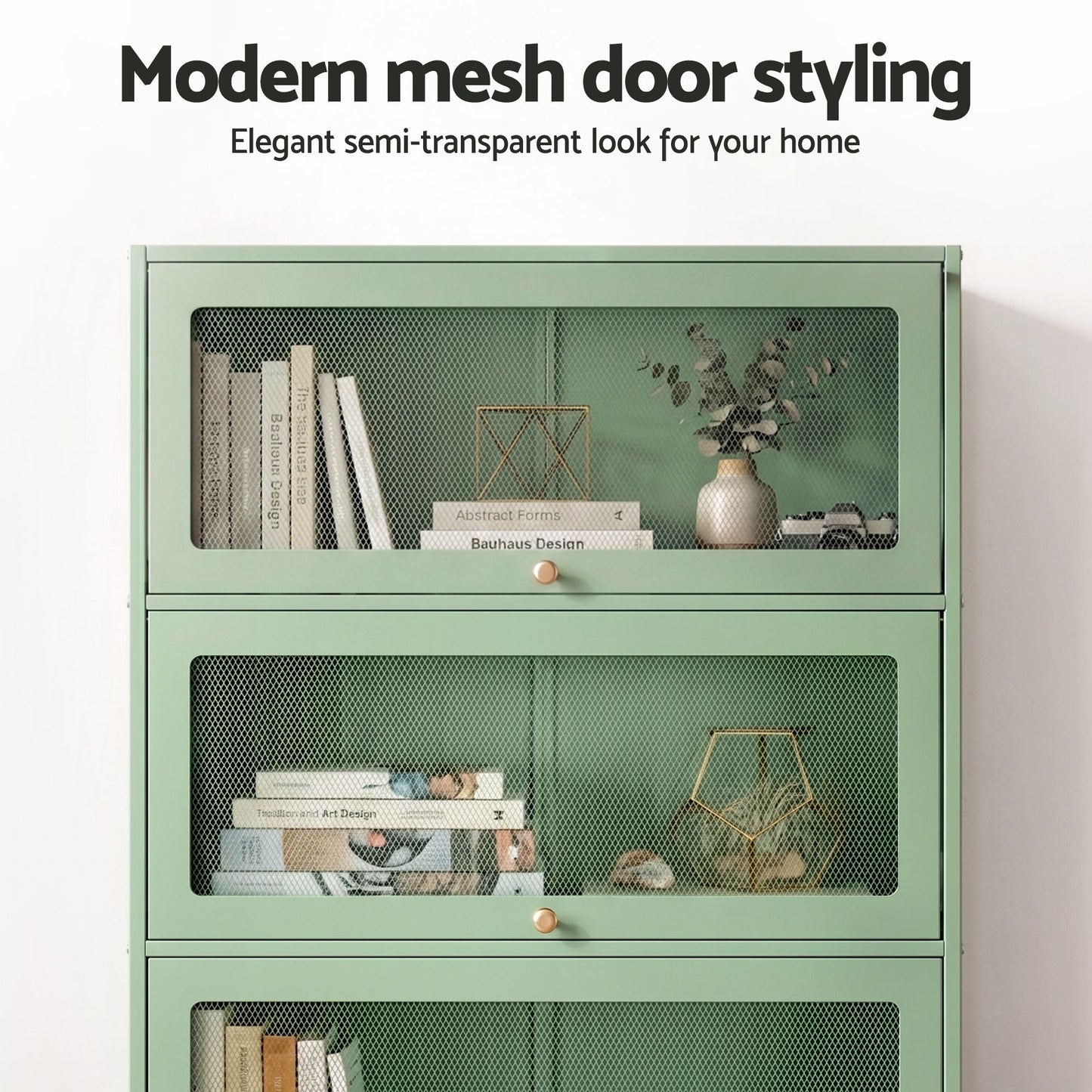Buffet Sideboard Cupboard Cabinet Storage Mesh Doors Metal - Green ELIA