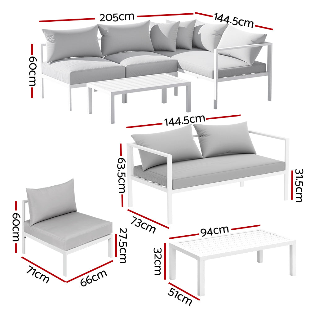 Outdoor lounge setting Sofa Set 4 Seater Aluminium