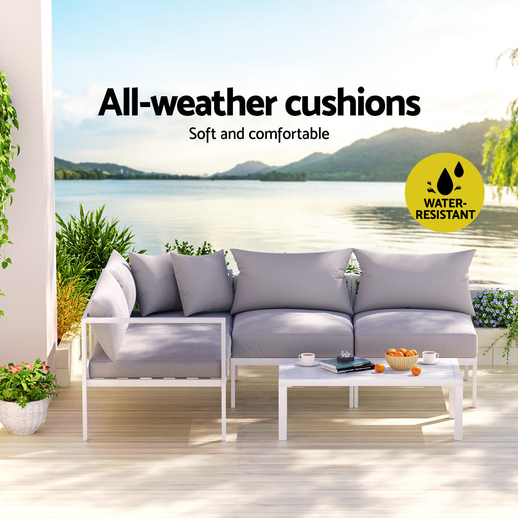 Outdoor Sofa Set 4 Seater Aluminium Lounge Setting