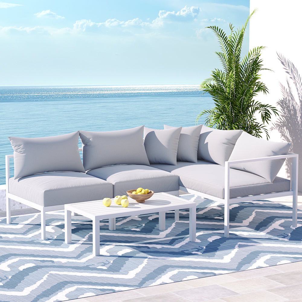 Outdoor Sofa Set 4 Seater Aluminium Lounge Setting