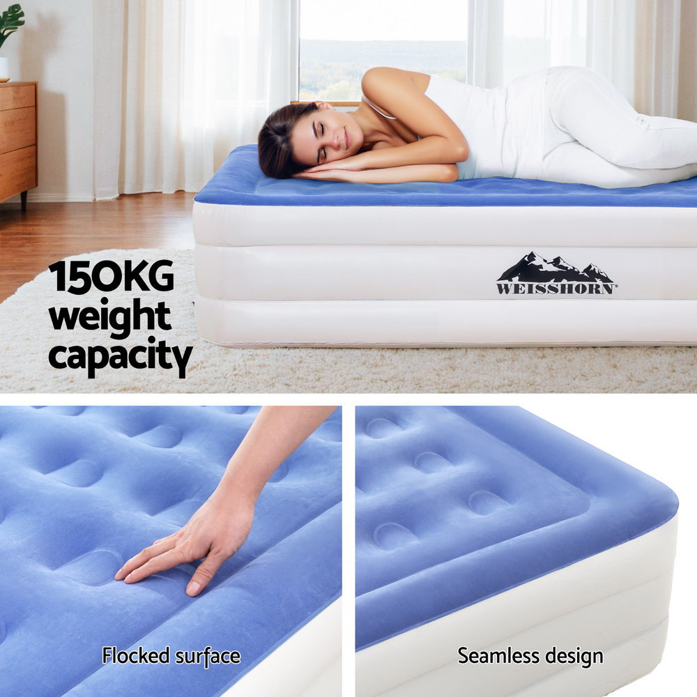 Weisshorn Air Mattress Single Inflatable Bed 46cm Cube Airbed