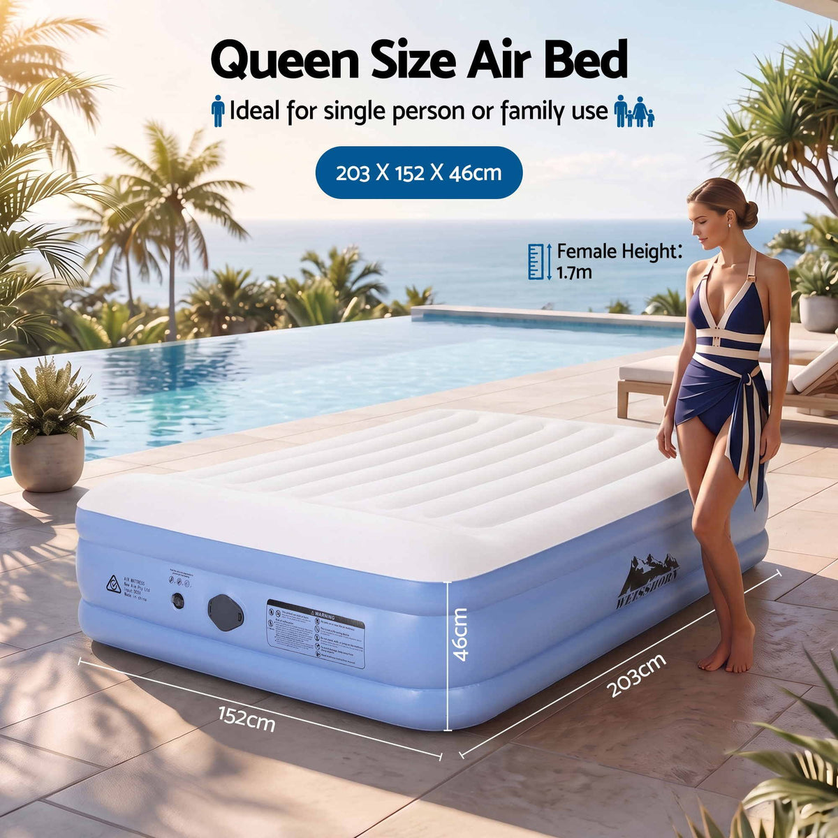 Air Mattress Queen Inflatable Bed 46cm Air Bed
