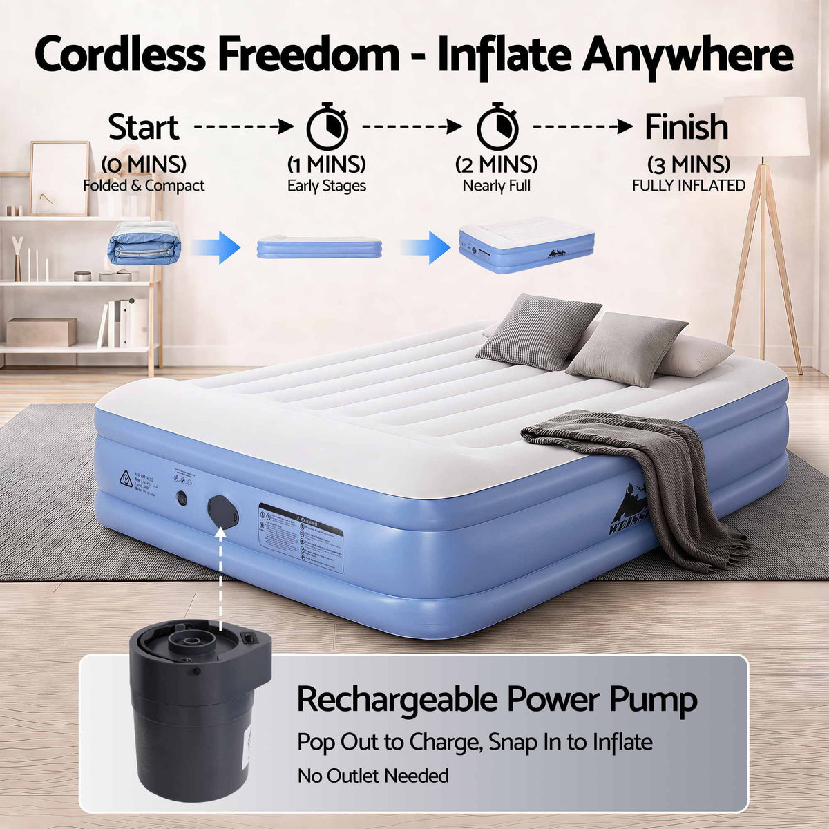 Air Mattress Queen Inflatable Bed 46cm Air Bed