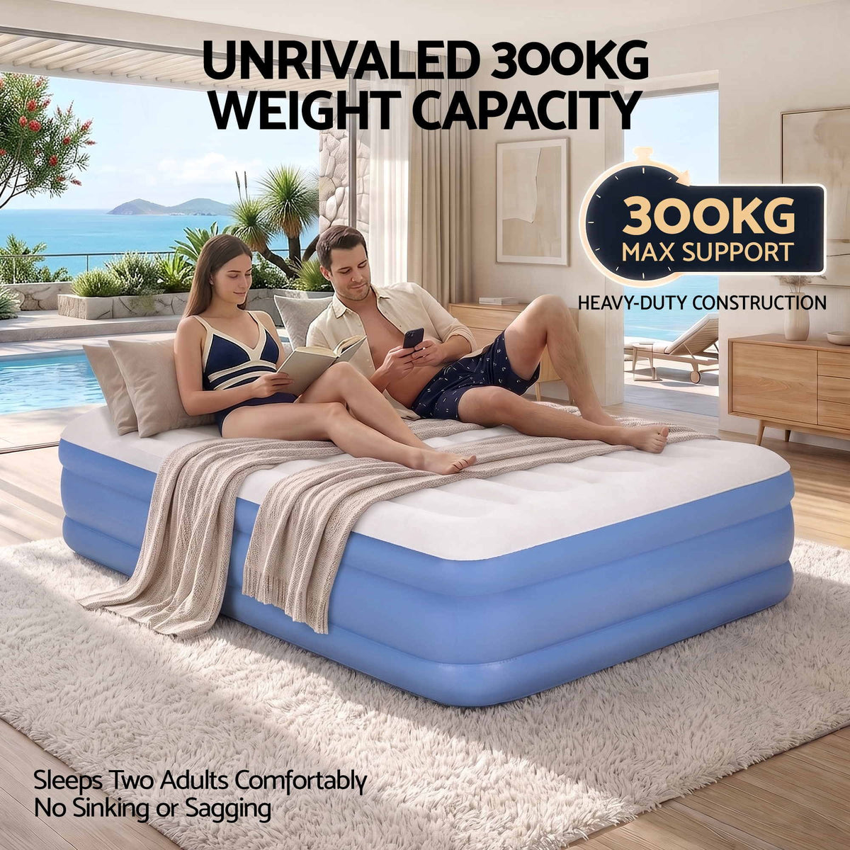 Air Mattress Queen Inflatable Bed 46cm Air Bed