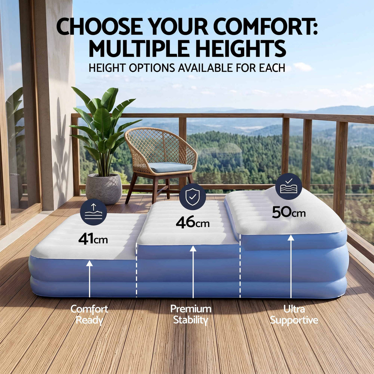 Air Mattress Queen Inflatable Bed 46cm Air Bed