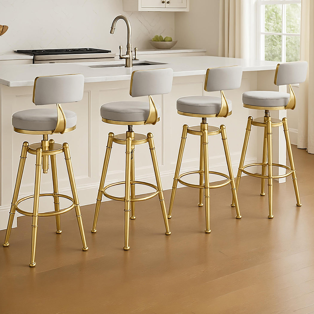 Levede 4x Swivel Bar Stools Kitchen Bar Chair Grey