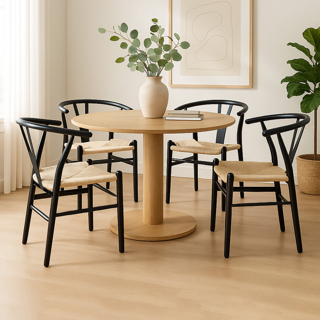 Levede 4x Dining Chairs Wooden Hans Black