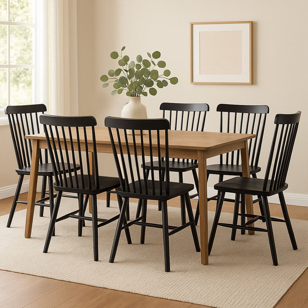 Levede 6x Dining Chairs Kitchen Winsor Black