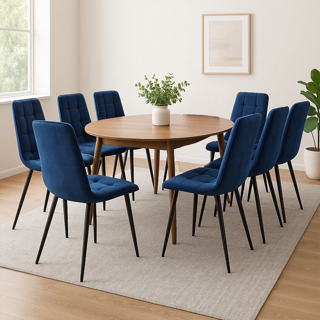 Levede 4x Dining Chairs Kitchen Velvet Blue