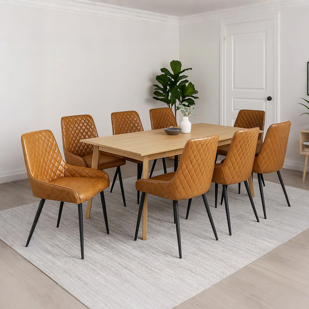Dining Chairs x 8 Padded Seat PU Faux Leather