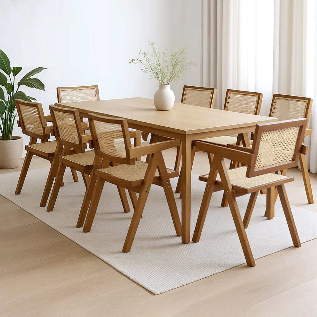 Levede 8x Walnut Wicker Armchair Dining Chair