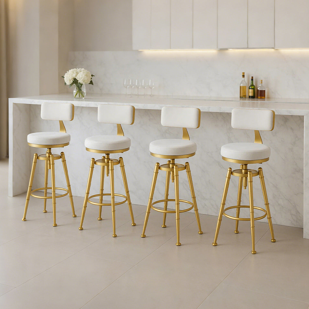 Levede 4x Bar Stools Swivel Kitchen Bar Chair White