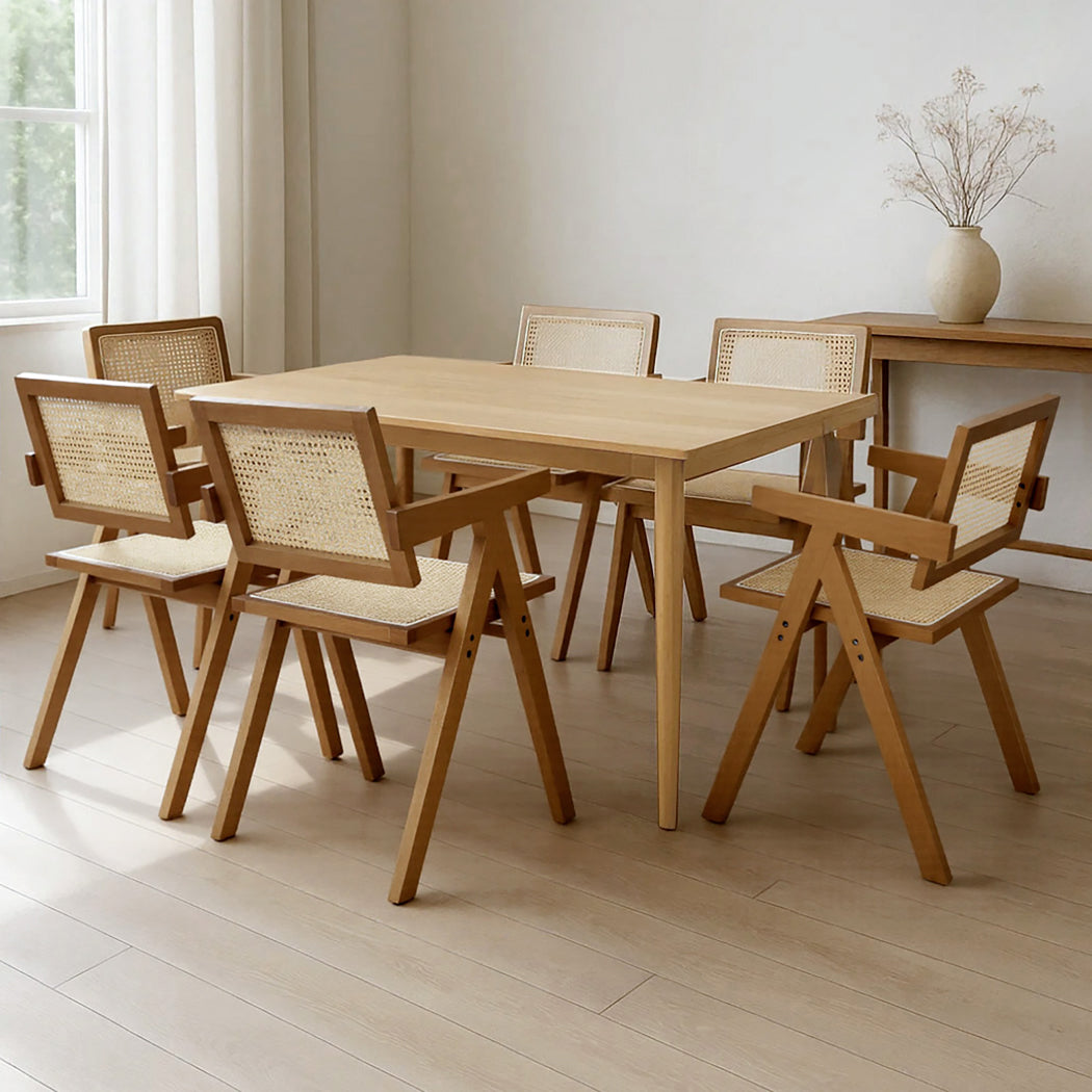 Levede 6x Walnut Wicker Armchair Dining Chair