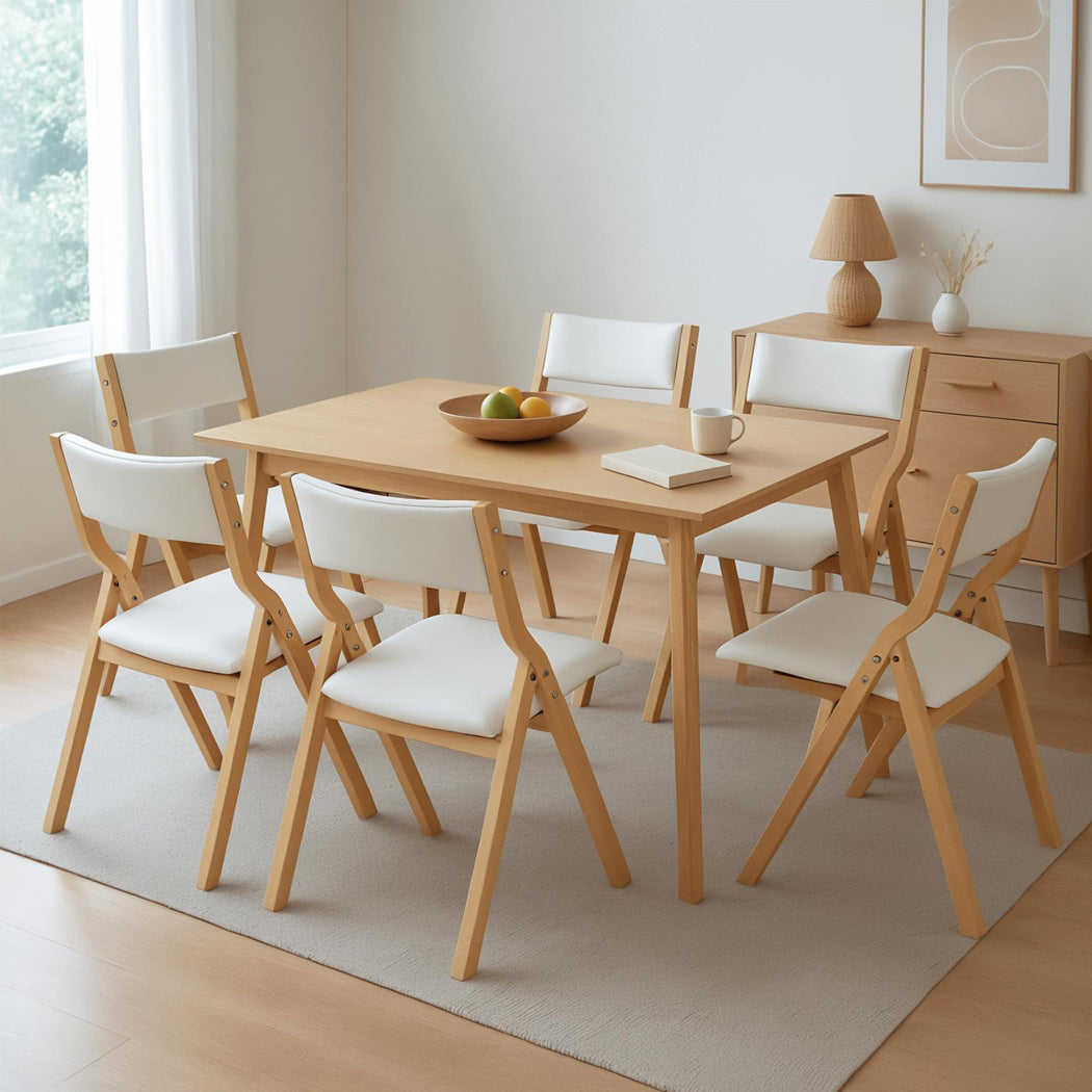 Levede 6x Dining Chairs Foldable PU Beige