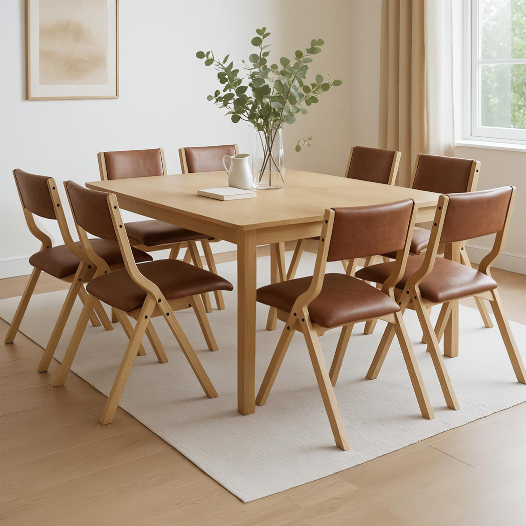 Levede 8x Dining Chairs Foldable PU Tan