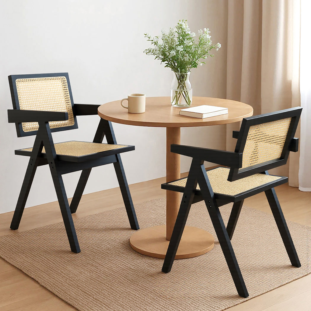 Levede 2x Black Wicker Armchair Dining Chair