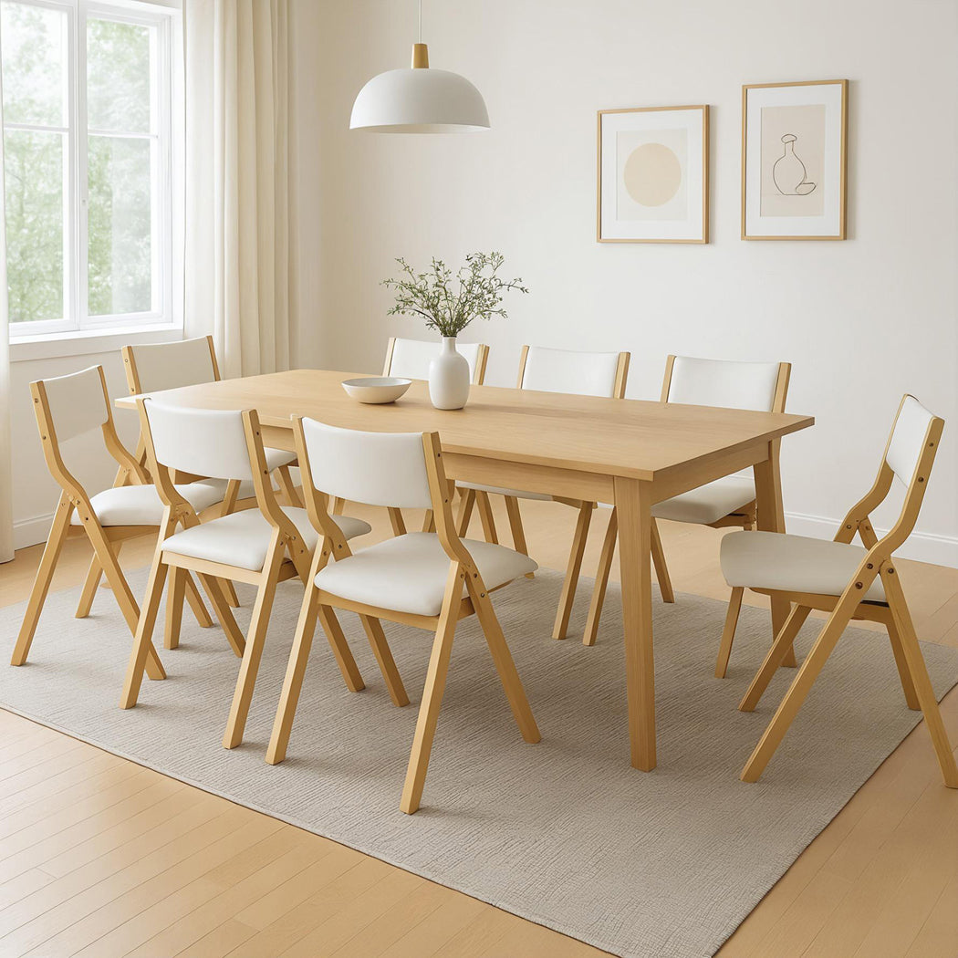 Levede 8x Dining Chairs Foldable PU Beige