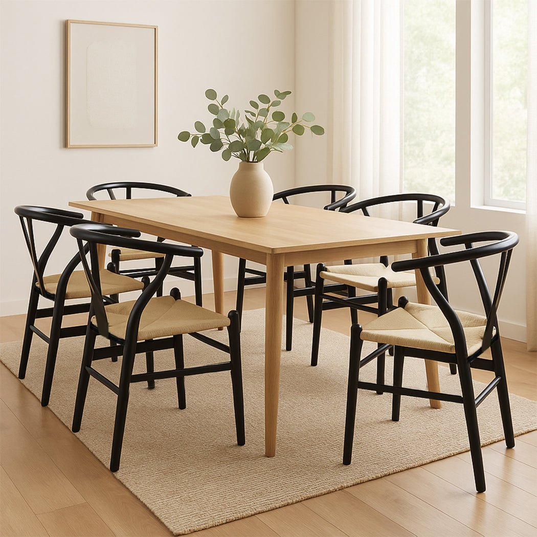 Levede 6x Dining Chairs Wooden Hans Black