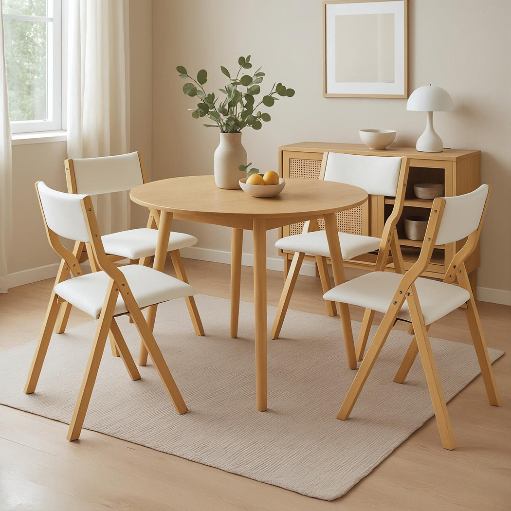 Levede 4x Dining Chairs Foldable PU Beige