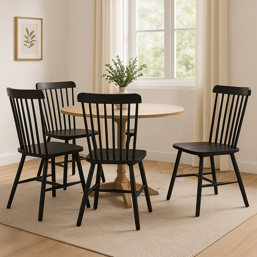 Levede 4x Dining Chairs Kitchen Winsor Black