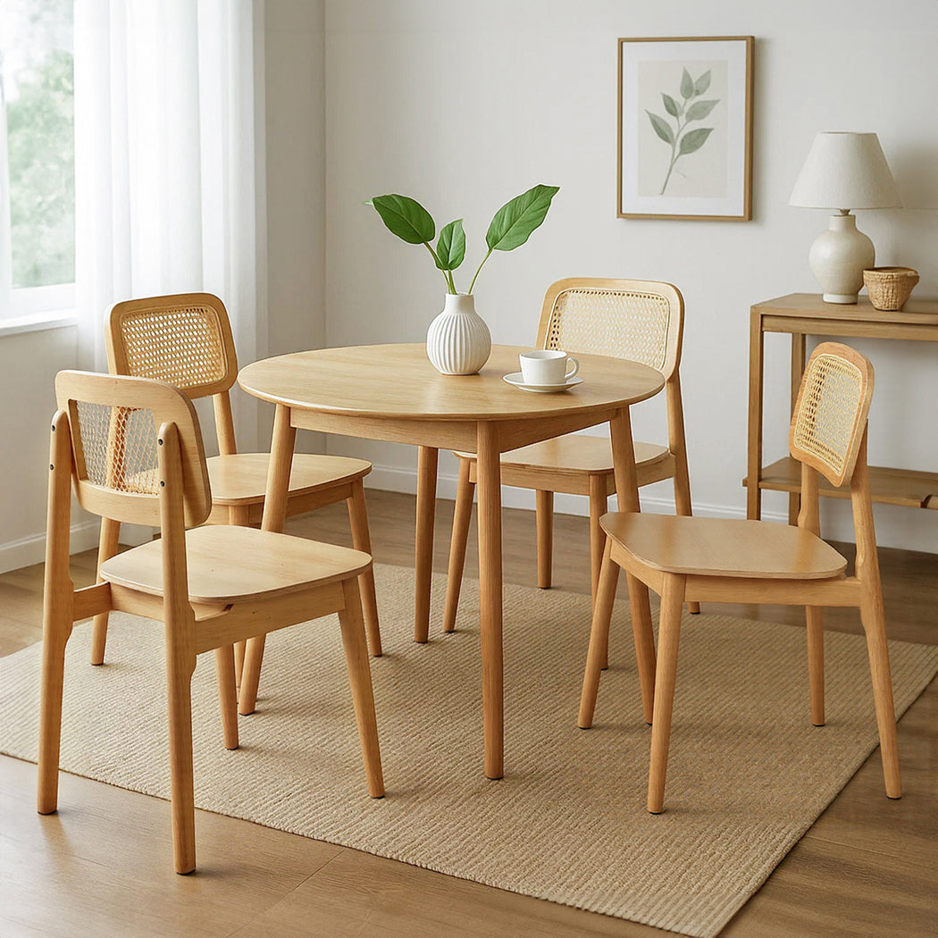 Levede 4x Rattan Dining Chair Wooden Kitchen Chair