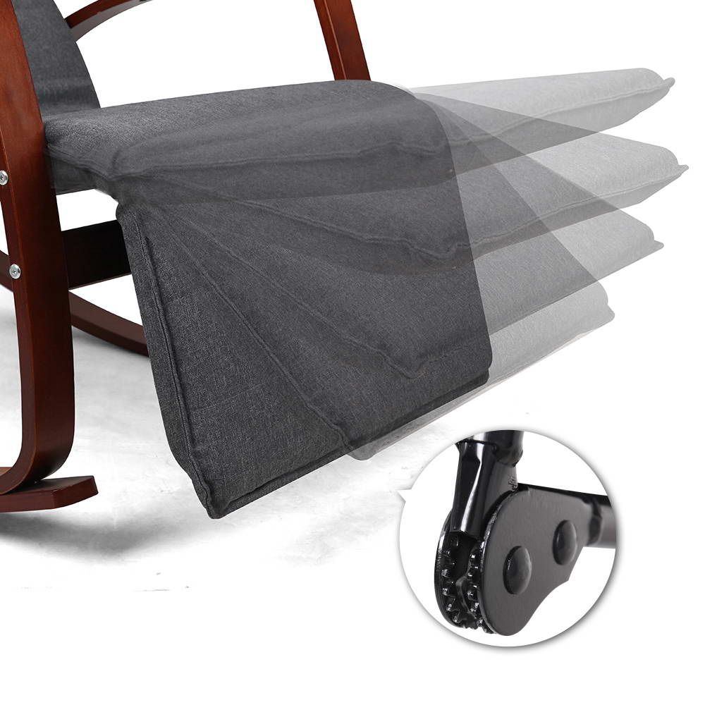 Fabric Rocking Armchair with Adjustable Footrest - Charcoal