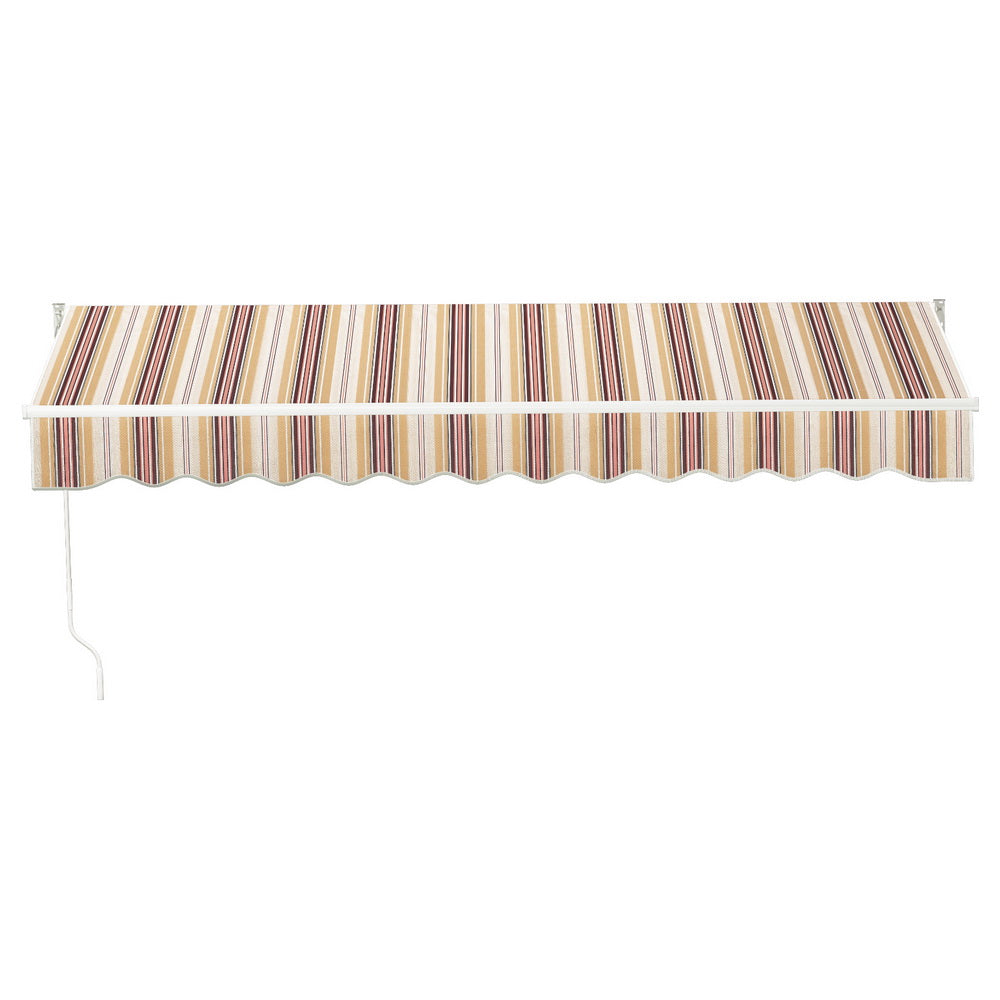 Retractable Folding Arm Awning Manual Sunshade 3Mx2.5M Beige Brown