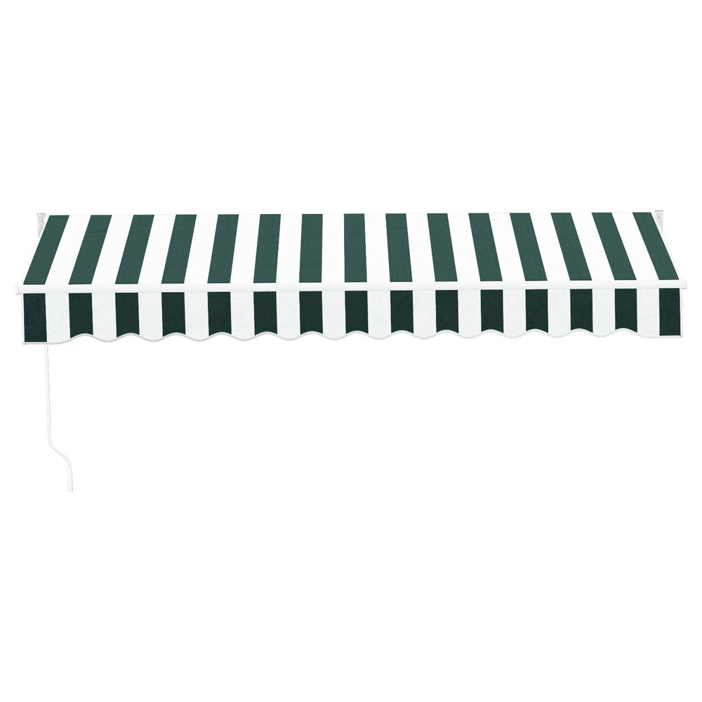 Retractable Folding Arm Awning Manual Sunshade 3Mx2.5M Green White