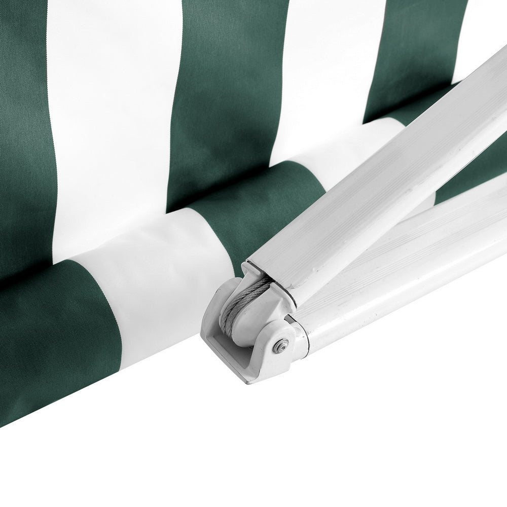 Retractable Folding Arm Awning Manual Sunshade 3Mx2.5M Green White