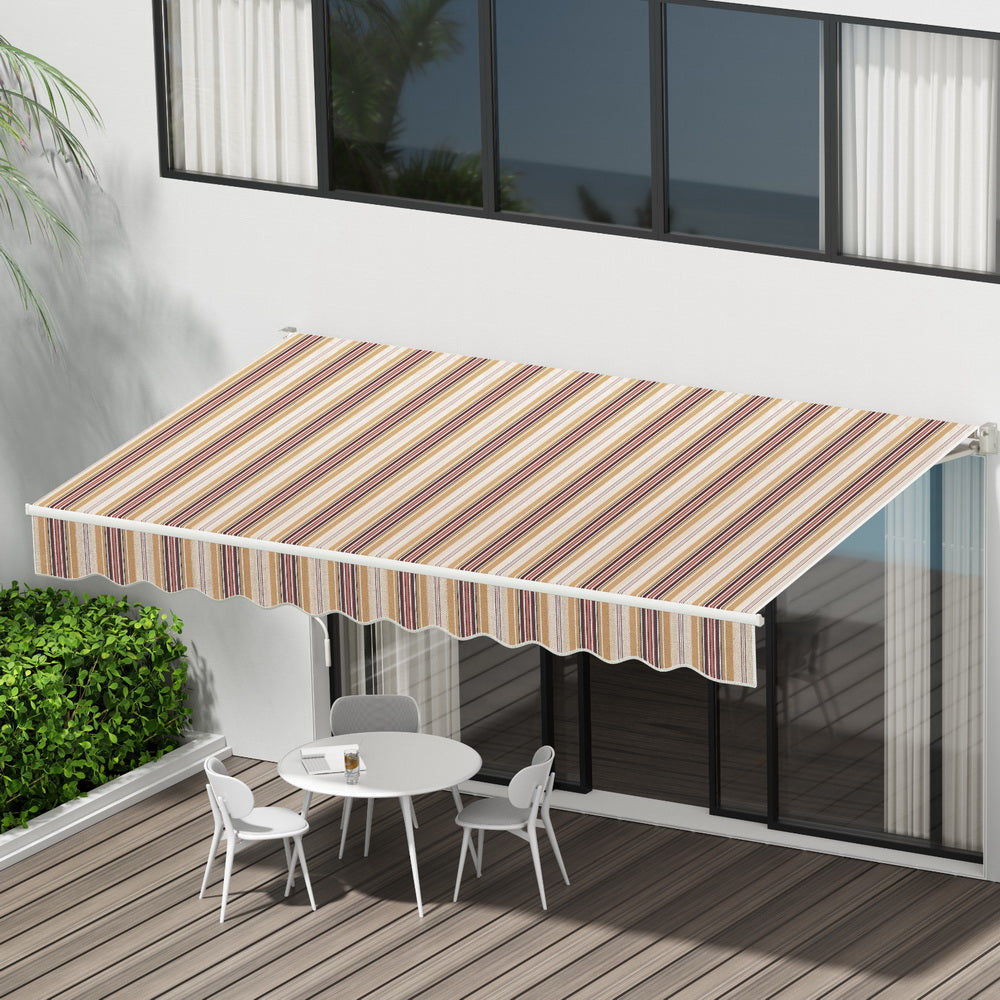 Retractable Folding Arm Awning Motorised Sunshade 3Mx2.5M Beige Brown