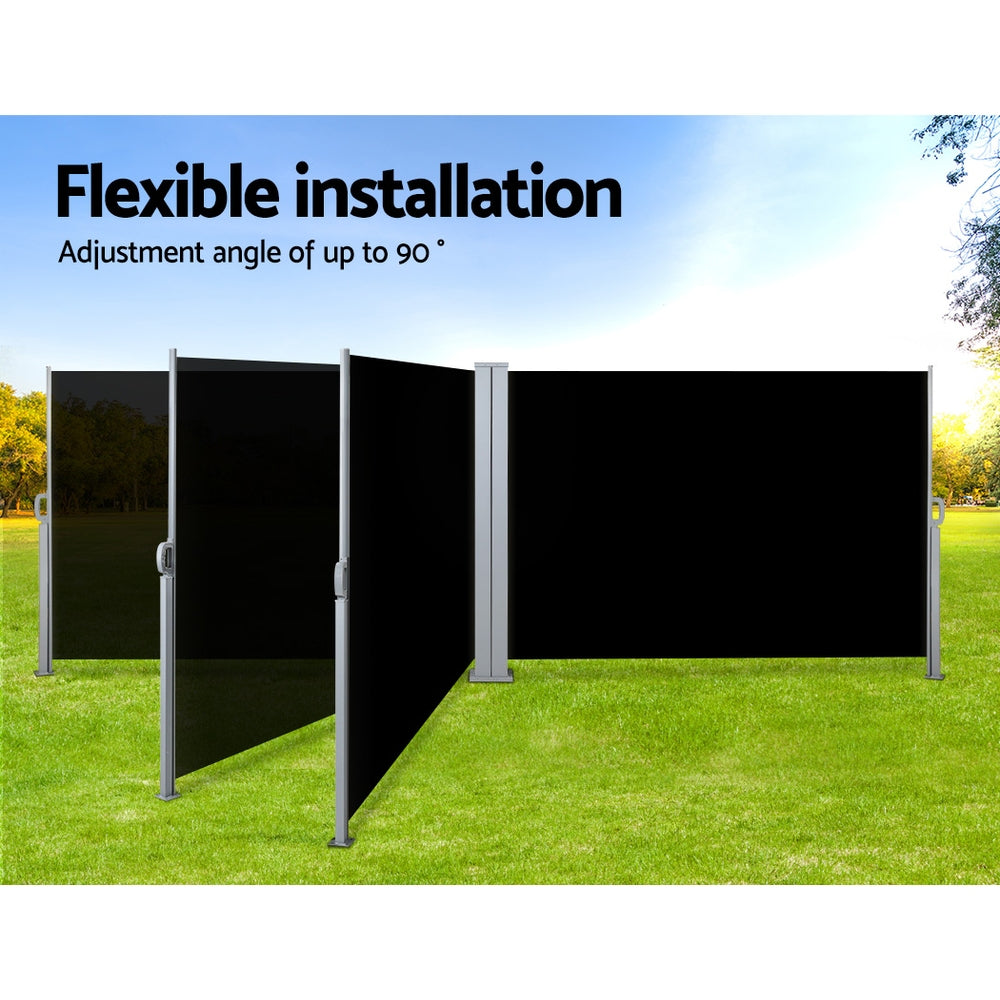 Side Awning Outdoor Blinds Sun Shade Retractable Screen 2X6M - Black