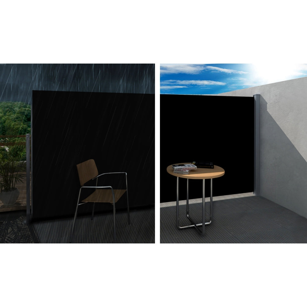 Side Awning Outdoor Retractable Privacy Screen 2X3M - Black