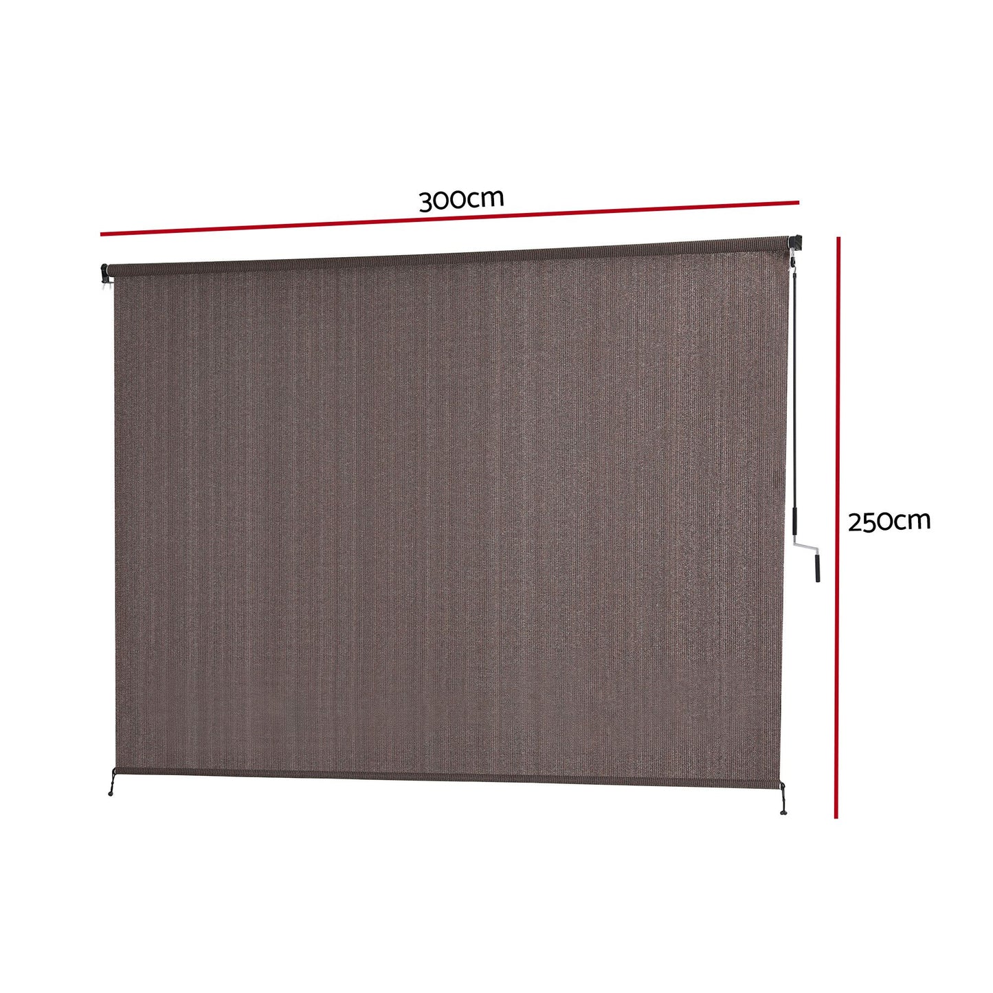 Outdoor Blinds Light Filtering Roll Down Awning Shade 3X2.5M - Brown