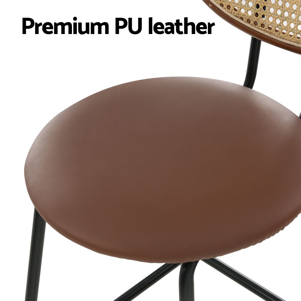 Bar Stools Set of 2 PU Leather - Brown