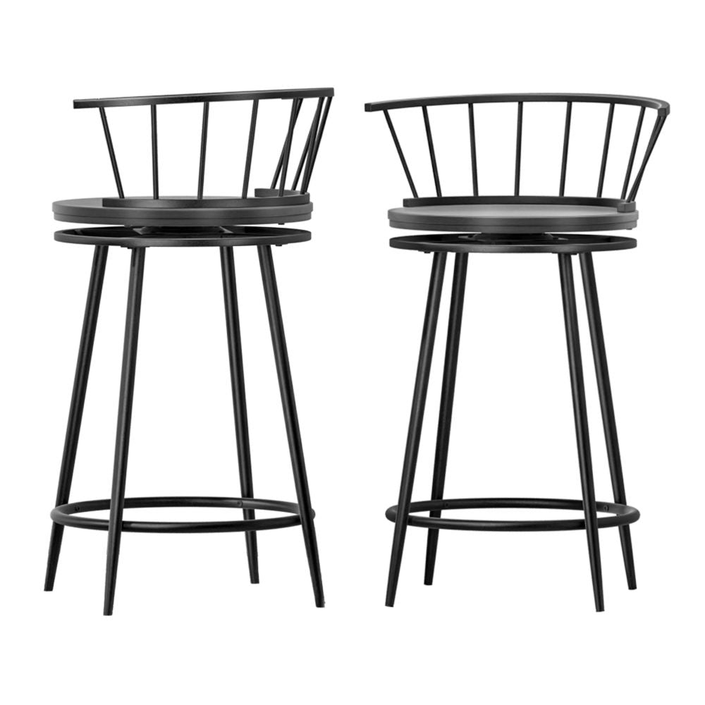 Bar Stools Set of 2 Swivel Metal Chairs